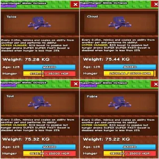 4PCS HYPERHUNGER MIMIC MAX AGE LIMIT BREAK ALL 75KG