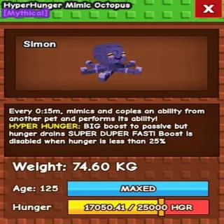 MIMIC 74KG 15S NO TOY HYPER HUNGER