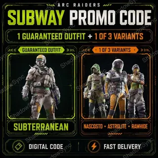 Arc Raiders x Subway - Subterranean Outfit Exclusive Promotion AUTHENTIC/DIGITAL