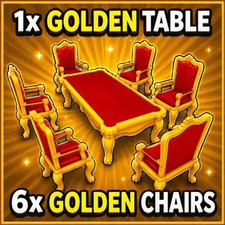 RUN A RESTAURANT - 1x Golden Table & 6x Golden Chairs