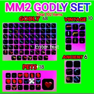 MM2 GODLY+UNIQUE+ANCIENT SET