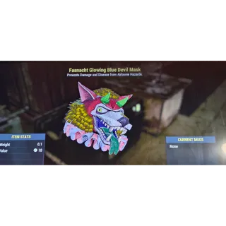 Fasnacht glowing blue devil mask