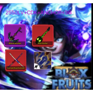 Blox Fruits 2550LV+CDK+ANCHOR+SG +GODHUMAN+ (eat or inv )Fruit 