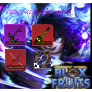 Blox Fruits 2550LV+CDK+ANCHOR+SG +GODHUMAN+ (eat or inv )Fruit