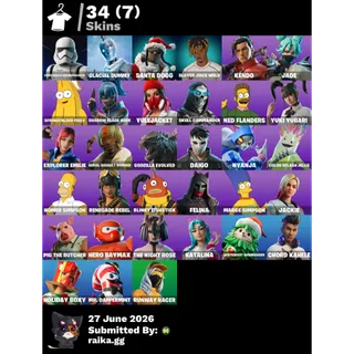 OG Fortnite Account 34 skins | Slayer Juice WRLD, First Order Stormtrooper, Glacial Dummy | 50 V-Bucks | Chance of GTA 5 & RDR2