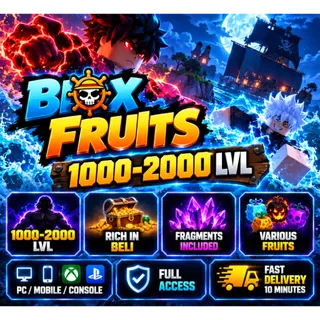 🔥 BLOX FRUITS ACCOUNT | LVL 1000-2000 | 10K-100M BELI | Up to 100K Fragments | Email/Phone Unlinked | Fast Delivery [LS-000091]