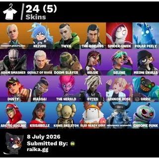 🔥OG Fortnite Account 24 Skins | Paradigm + Spider-Gwen + Geralt + Doom Slayer | 400 VB