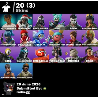 Fortnite Account OG - 20 skins | Renegade Raider, Aerial Assault Trooper, Slayer Juice WRLD | 550 VB