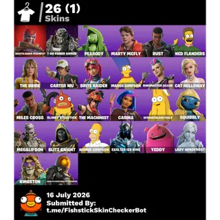 Fortnite Account | 26 Skins | Marty McFly + Simpsons + T-60 Power Armor | 400 V-Bucks | FA