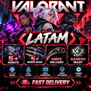 🔥 VALORANT LATAM | 5+ BONUS SKINS + KNIFE | Ranked Ready | FA | Email Changeable | Fast Delivery [LS-000101]