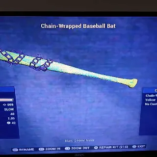 Chain Yellow Baseball Bat