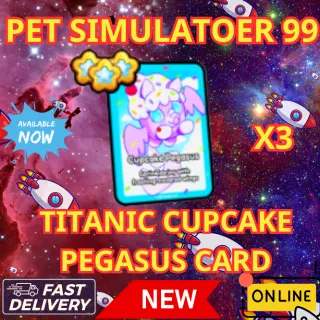 TITANIC CUPCAKE PEGASUS  CARD X3