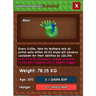 NIGHTMARE PEACOCK 78.15KG AGE 100