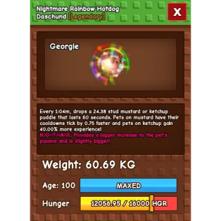 Huge Nightmare Rainbow Hatched RBH Hotdog Daschund 60.69KG