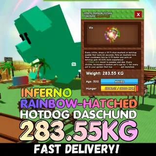 INFERNO Rainbow Hatched Hotdog Daschund 283.55KG | Huge | RBH Hotdog⚡INSTANT DELIVERY⚡