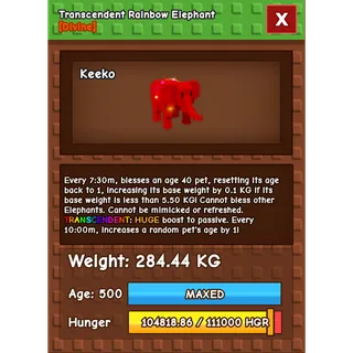 TRANSCENDENT Rainbow Hatched Elephant 284.44KG | Huge | Age 500 ⚡INSTANT DELIVERY⚡