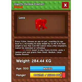 GIGANTIC Rainbow Hatched Elephant 284.44KG | Huge | Age 500 ⚡INSTANT DELIVERY⚡