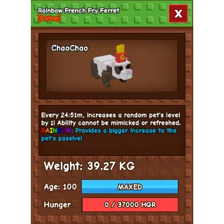 Semi-huge Rainbow French Fry Ferret 39.27KG