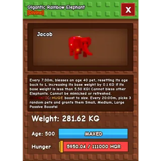 GIGANTIC Rainbow Hatched Elephant 281.62KG | RBH | Age 500 ⚡INSTANT DELIVERY⚡