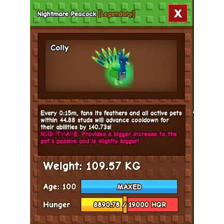 15s Colossal Nightmare Peacock 109.57KG