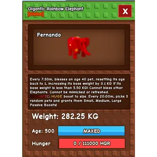 GIGANTIC Rainbow Hatched Elephant 282.25KG | RBH | Age 500 ⚡INSTANT DELIVERY⚡