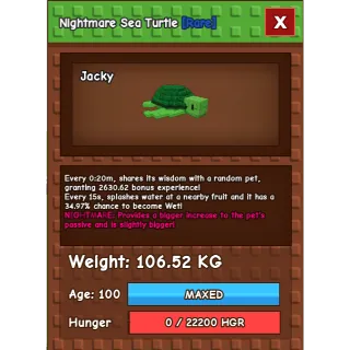 20secs Nightmare Colossal Sea Turtle 106.52KG