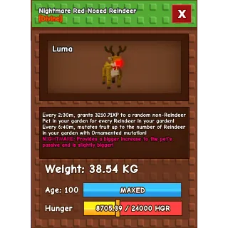 Nightmare Semi Huge Red Nosed Reindeer 38.54KG