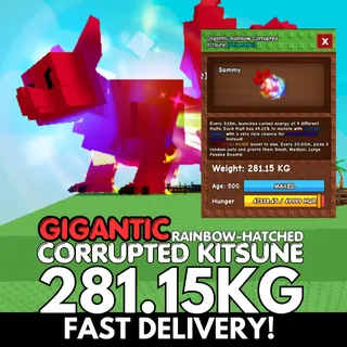 GIGANTIC Huge Rainbow Hatched Corrupted Kitsune 281.15KG ⚡INSTANT DELIVERY⚡