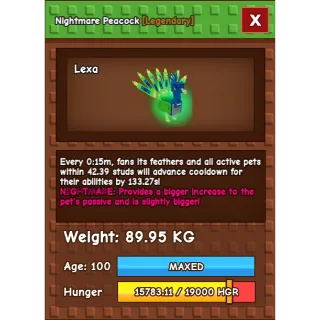 Nightmare Titanic Peacock 89.95KG | Age 100 ⚡INSTANT DELIVERY⚡