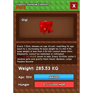 GIGANTIC Rainbow Hatched Elephant 285.53KG | RBH | Age 500 ⚡INSTANT DELIVERY⚡