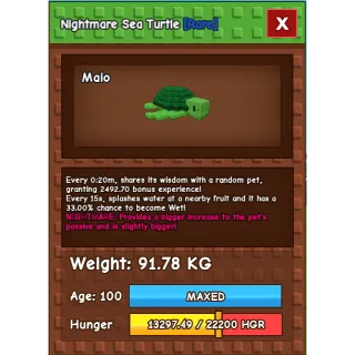 20secs Nightmare Godly Sea Turtle 91.78KG