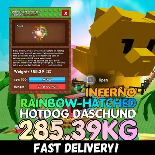 INFERNO Rainbow Hatched Hotdog Daschund 285.39KG  | Huge | RBH Hotdog 500⚡INSTANT DELIVERY⚡