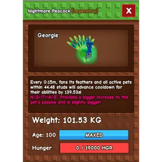 Nightmare Colossal Peacock 101.53KG | Age 100 ⚡INSTANT DELIVERY⚡