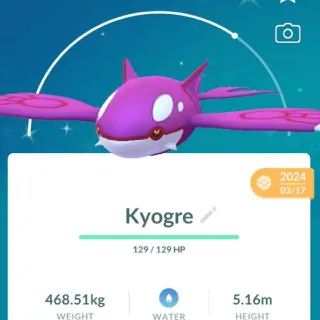 POKEMON GO - 50 Level Shiny Kyogre- TRADE