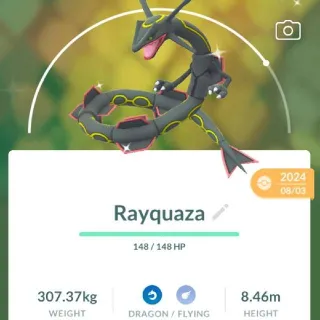 Pokémon Go shiny Rayquaza with Dragon Ascent -Trade