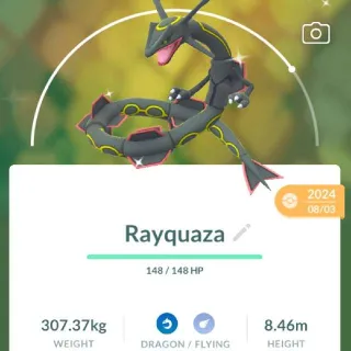 Pokémon Go shiny Rayquaza with Dragon Ascent -Trade