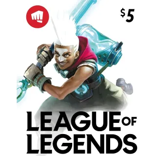$5 League of Legends Gift Card USA (PC) | INSTANT (4% OFF)