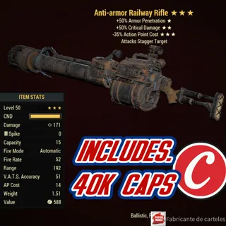 Anti Armor Rifle Railway ( AA5035 - AA 50 35 ) + 40,000 CAPS