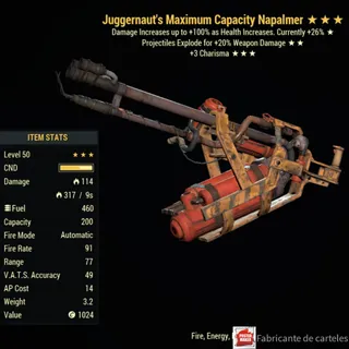 Juggernaut Explosive Flamer Napalmer ( JE3C - JE 3C ) + 40,000 CAPS