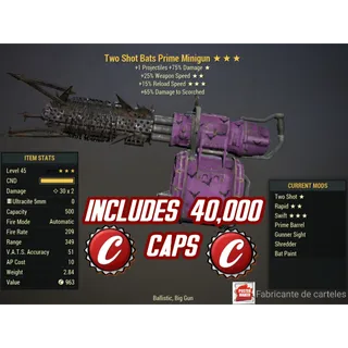TS2515 Minigun ( two shot / explosive / +15% faster reload ) + CAPS + 50k ammo