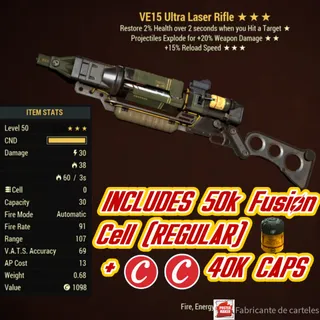Vampire's Explosive  Rifle laser ( VE15 - VE 15 ) + 40,000 CAPS 