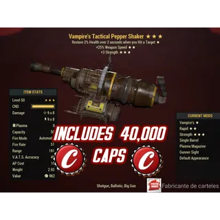 V253S  Pepper Shaker ( Vampire's / +25% weapon speed / +3 STRENGTH ) + 40,000 caps + 25,000 Ammo 