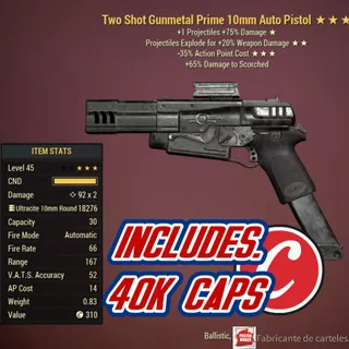 Two Shot Explosive 10mm Pistol ( TSE35 - TSE 35 ) + 40,000 CAPS