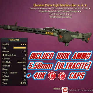 Bloodied Explosive Light Machine Gun ( BE15 - BE 15 ) + AMMO + CAPS