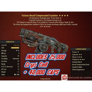 Furious Cryolator ⁴* + Ammo + Caps 