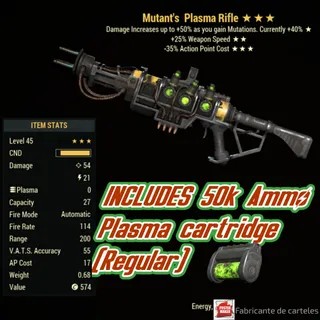 MUTANT'S Plasma Rifle ( M2535 - M 25 35  ) + 40,000 Caps 