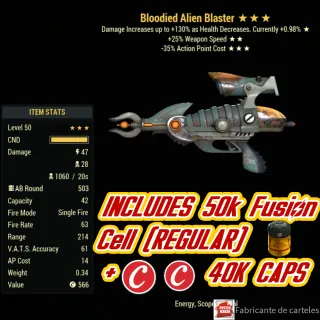 Bloodied Alien Blaster [ B2535 - B 25 35 ] + 40k Caps Ammo