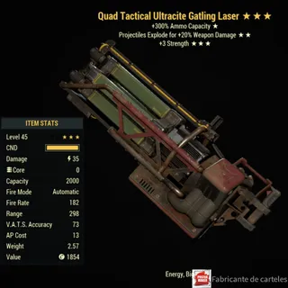 Quad Explosive Ultracite Gatling Laser ( QE3S - QE 3S ) + 40,000 CAPS
