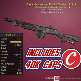 Furious Combat Shotgun ( F5035 - F 50 35 ) + 40,000 CAPS + 10K AMMO