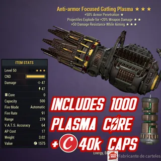 Anti Armor Explosive Gatling Plasma ( AAE50 - AAE 50 ) + AMMO + Caps 